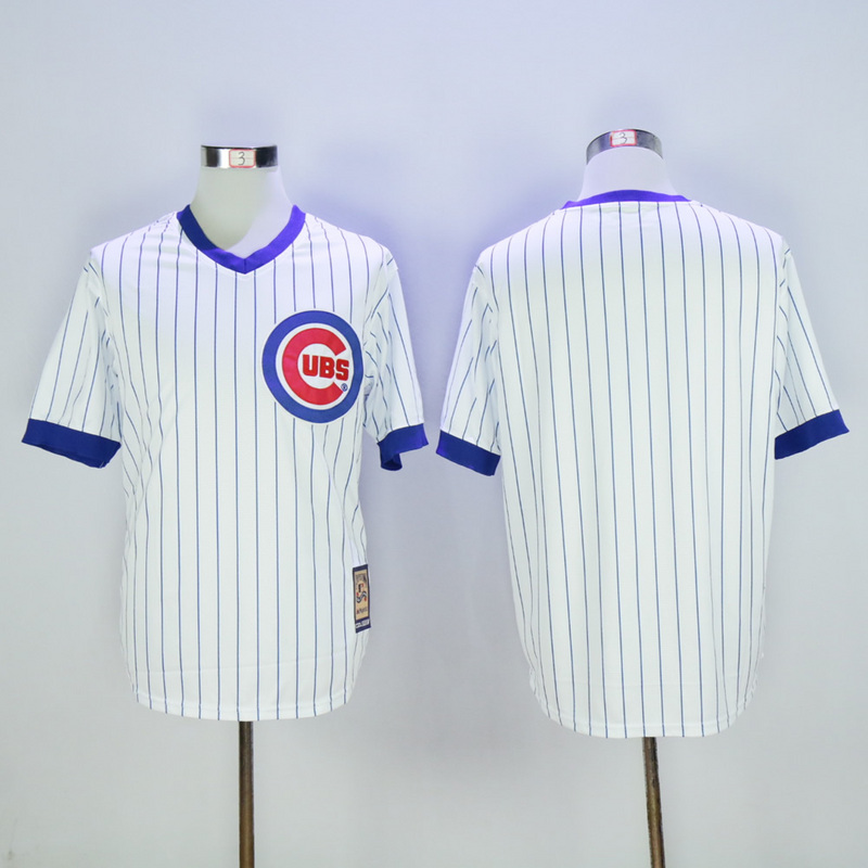Men Chicago Cubs Blank White 1988 MLB Jerseys